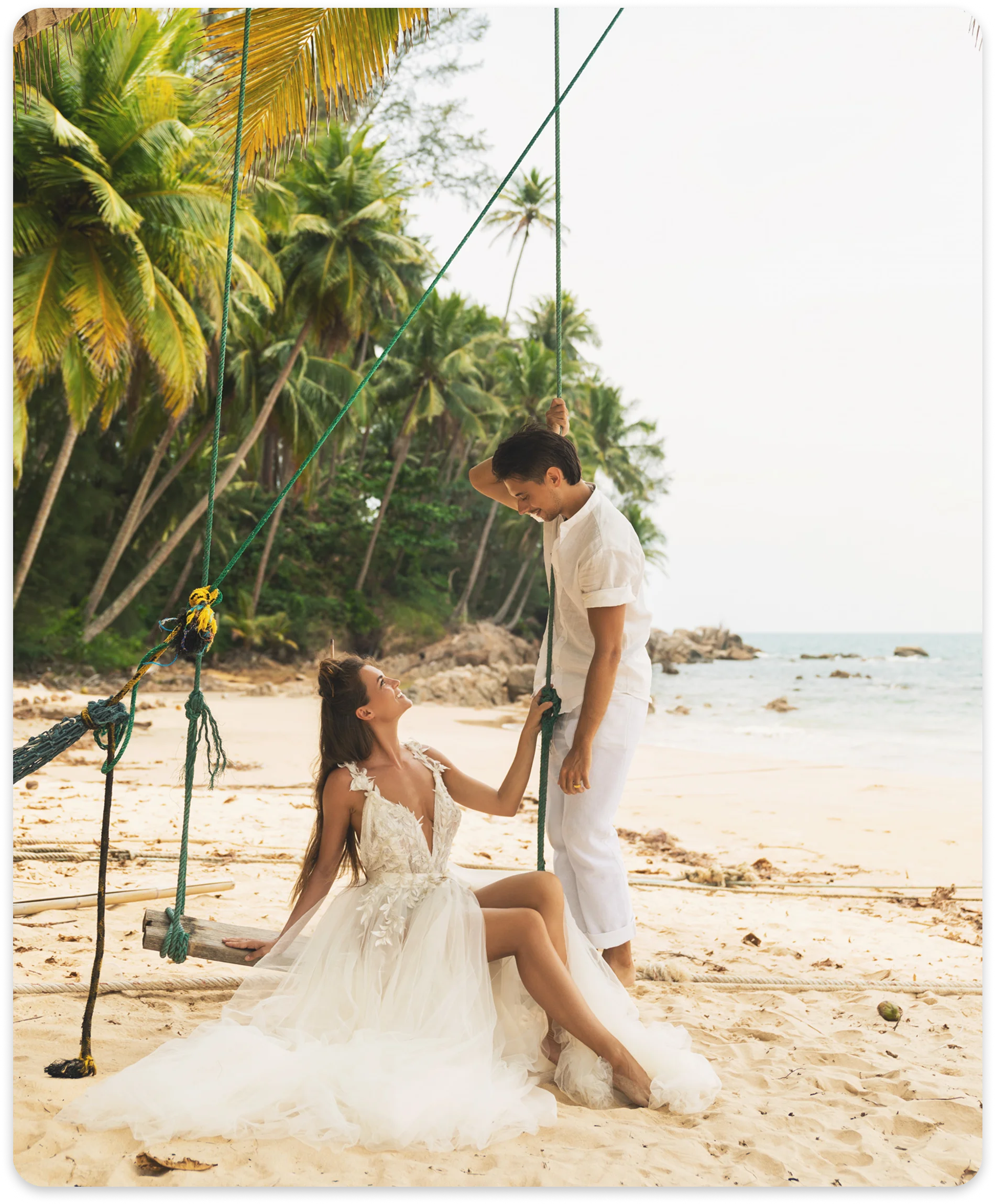Honeymoon couple on a Thailand beach